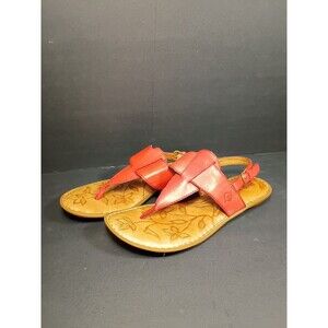 Born Women's Trini Red Leather Slingback T-Strap sz 6  Opanka Sandal